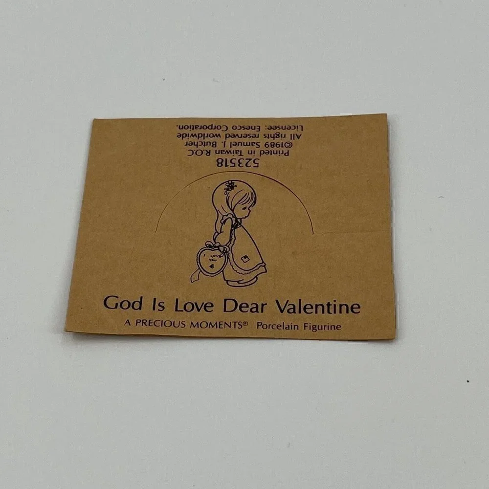 Precious Moments Figure God Is Love Dear Valentine Girl Holding #523518 Vintage